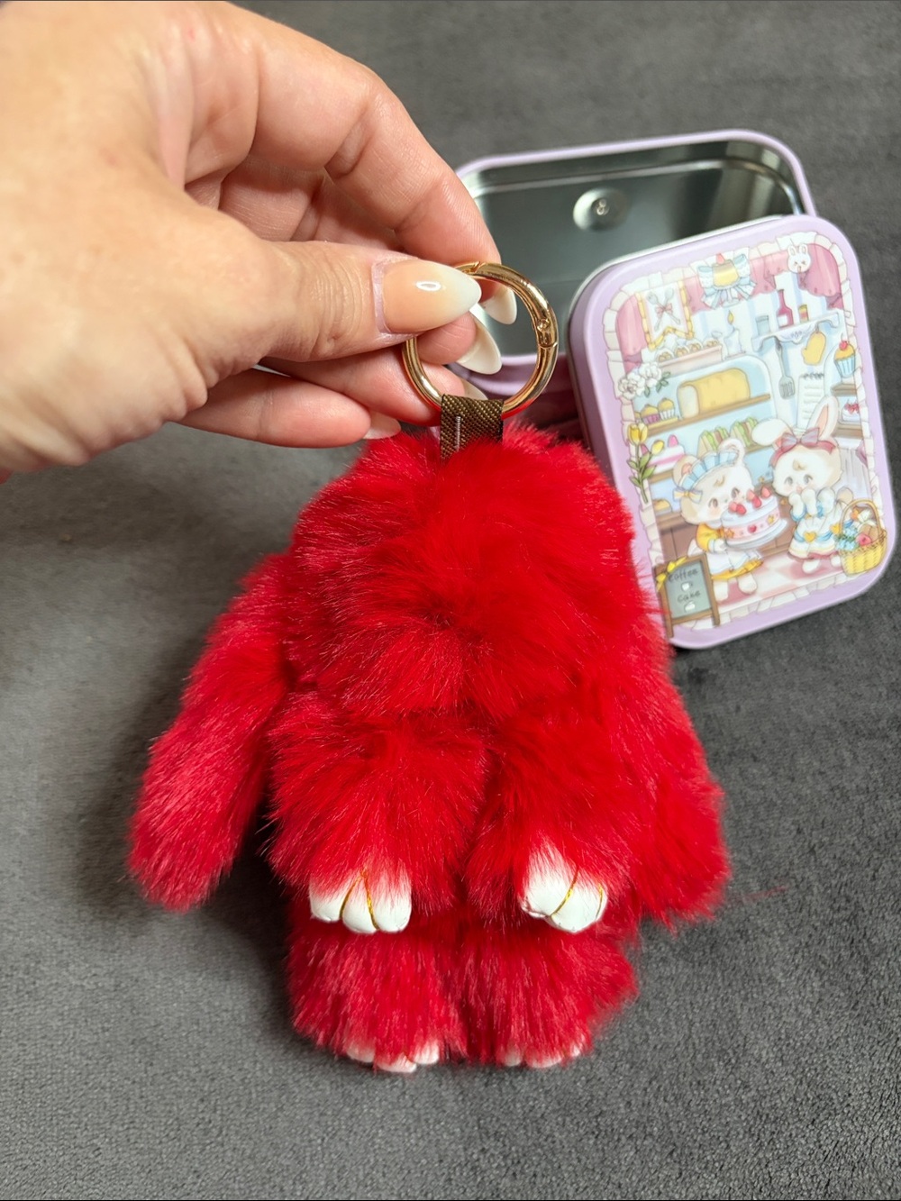 Plush Red BunnyLulu Keychain Pom-Pom for Accessories